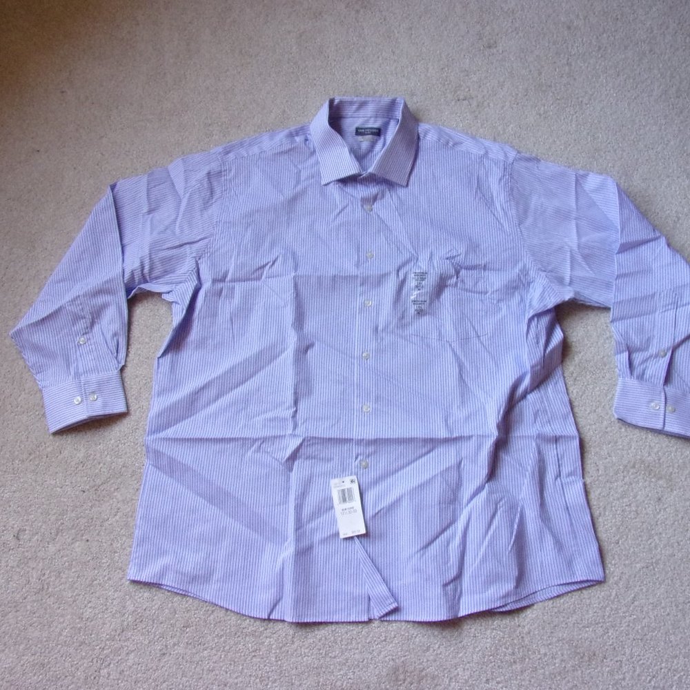 Mens Van Heusen Flex Stretch Regular Fit Long Sleeve Dress Shirt Size 17⅟₂ 32/33